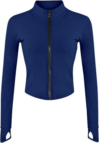 Women’s Lightweight Athletic Jacket Full Zip Running Track Jacket Yoga Tops Sports Workout Jackets with Thumb Holes in Saudi Arabia