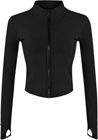 Women’s Lightweight Athletic Jacket Full Zip Running Track Jacket Yoga Tops Sports Workout Jackets with Thumb Holes in Saudi Arabia