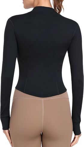 Women’s Lightweight Athletic Jacket Full Zip Running Track Jacket Yoga Tops Sports Workout Jackets with Thumb Holes in Saudi Arabia