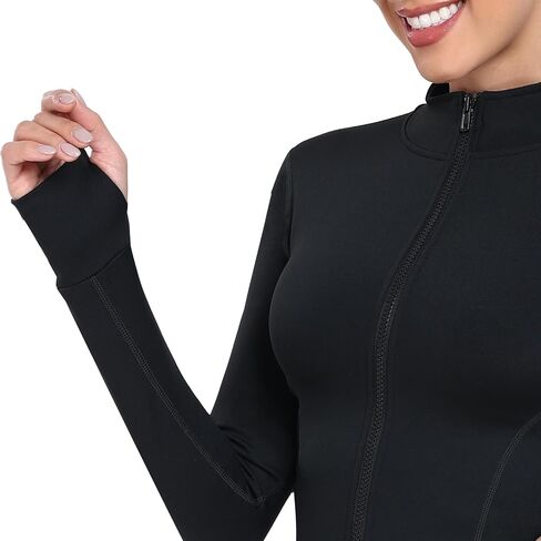 Women’s Lightweight Athletic Jacket Full Zip Running Track Jacket Yoga Tops Sports Workout Jackets with Thumb Holes in Saudi Arabia