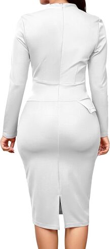 Oxgmoky Women's Elegant Dresses Work Business Dress Bodycon Long Sleeve Pencil Dress in Kuwait