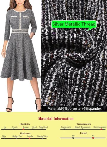 VFSHOW Womens Button Pockets Slim Wear to Work Office Business Party Patchwork A-Line Dress in Saudi Arabia