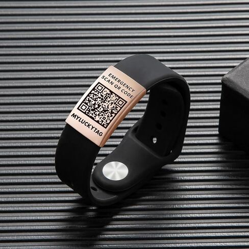 MYLUCKYTAG QR Code Medical ID Bracelet - Medical Alert Bracelet - Emergency Bracelet - Free Online Medical Profile - No Subscription Required - Silicone Waterproof Band Fits Wrists 5-9 inches in Saudi Arabia