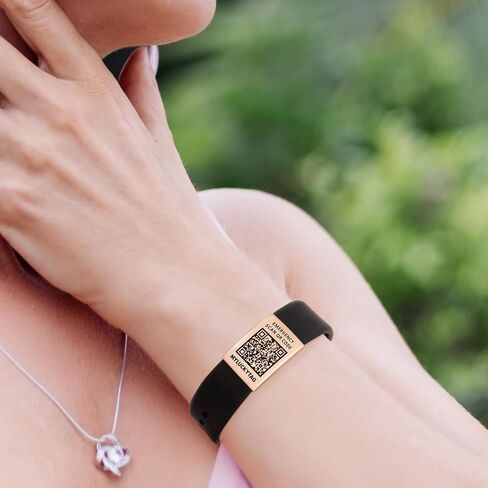 MYLUCKYTAG QR Code Medical ID Bracelet - Medical Alert Bracelet - Emergency Bracelet - Free Online Medical Profile - No Subscription Required - Silicone Waterproof Band Fits Wrists 5-9 inches in Saudi Arabia