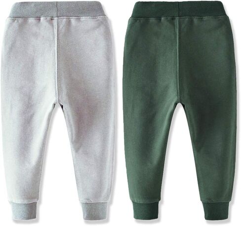 Toddler Boys Jogger Pants Boy Cotton Drawstring Elastic Waist Sweatpants Joggers 2 Pack Set 2-7T in Kuwait