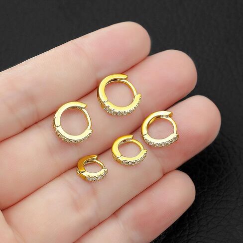 Copper Alloy Gold Plated Silver Plated Simple Zirconia Earrings - 5mm 6mm 7mm 8mm 9mm, Gold & Silver, Piercing Jewelry, Niche Earrings, Round Semi-Full Earrings in Saudi Arabia