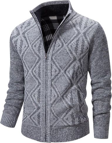 VtuAOL Men's Cardigan Sweaters Full Zip Sweaters Stand Collar Casual Knitted Cardigan with Pockets in Kuwait