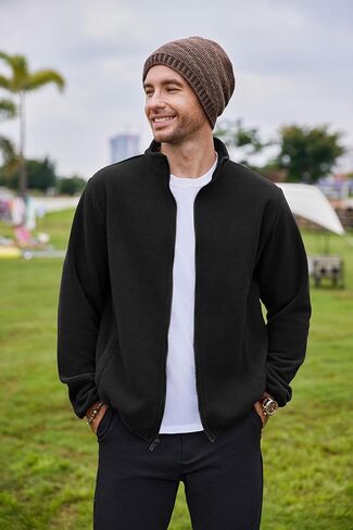 COOFANDY Men's Soft Polar Fleece Jacket Lightweight Full Zip Jackets Casual Outdoor Warm Jackets Coats with Pockets in Kuwait