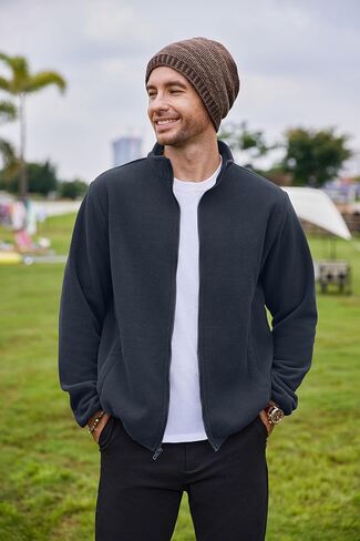 COOFANDY Men's Soft Polar Fleece Jacket Lightweight Full Zip Jackets Casual Outdoor Warm Jackets Coats with Pockets in Kuwait