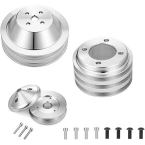 WeiSen Alternator ＆ 3V Crankshaft ＆ 2V Water Pump V-Belt Pulley Kit Compatible with Ford 1969-UP Small Block 302 351w 351C 351W 351M 400 V8 5.0L