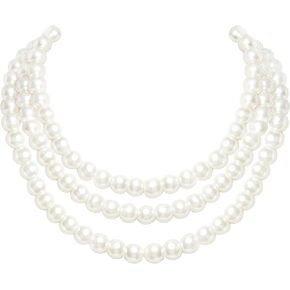 BABEYOND Round Imitation Pearl Necklace Vintage Multi Strands Necklace 20s Flapper Necklace for Party