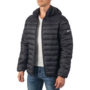 Alpine Swiss Milo Men's Hooded Puffer Jacket Light Down Alternative Packable Water-Resistant Bubble Coat with Removable Hood