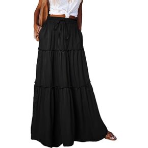 EARKOHA Womens Casual High Waist Tie Paisley Print Long Maxi Skirt with Pockets