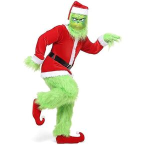 Christmas Green Monster Costume Christmas Santa Claus Costume Santa Coat Cosplay Mask Halloween Costumes for Men