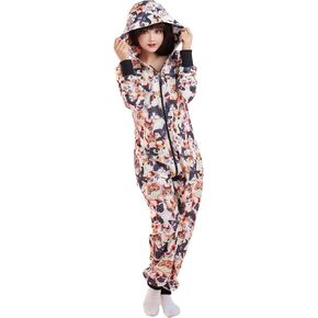 haikyuu Women Anime Onesie Pajama Loungewear Hooded Kigurumi Jumpsuit Sleepwear Homewear for Daily Wear Halloween Christmas