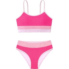 Girls Bathing Suit Casual Color-Block Adjustable Straps Bikini Sets Girls Two Piece Swimsuits Girls' Swimwear 9-16T