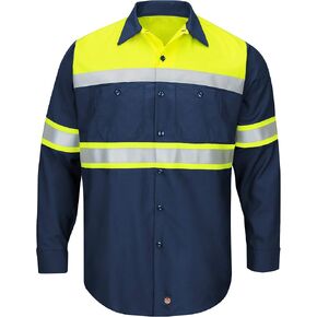 Red Kap Men's Hi-vis Ls Colorblock Ripstop Work Shirt-Type O, Class 1