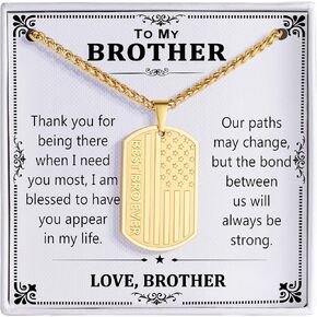 To My Dad Son Brother Husband Boyfriend Grandson Grandpa 24IN Dog Tag Necklace American Flag Pendant Chain Christmas Valentine’s Day Jewelry Gifts for Men Boys