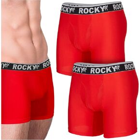 Rocky Men's Boxer Briefs 4-Way High Performance Pouch Underwear, 2-Pack Tagless