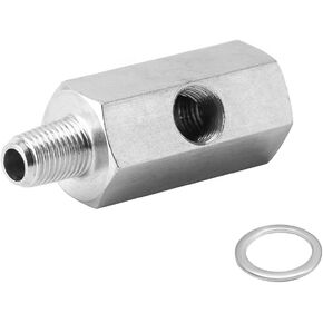1/8 NPT Tee Oil Pressure Sensor Adapter, Stainless Steel Oil Pressure Sensor with 1/8 NPT Tee, Oil Pressure Gauge Fitting Turbo Supply Feed Line Connector for Cars SUVs Trucks