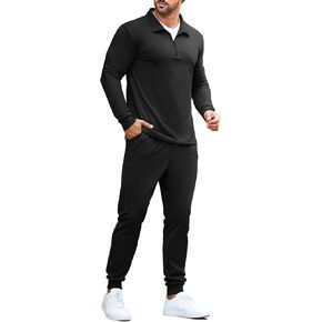 COOFANDY Men's Tracksuit 2 Piece Quarter Zip Polo Athletic Sweatsuits Casual Running Jogging Sport Suit Sets