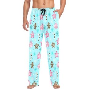 Christmas Snowflakes Men Cotton Flannel Pajama Pants Mens Lounge Sleep PJ Bottoms S