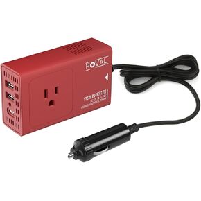 Upgraded FOVAL 175W Car Power Inverter DC to AC Converter 12V to 110V Car Inverter Adapter Plug Outlet with [PD USB-C] Multi USB Ports Car Charger for Laptop Computer