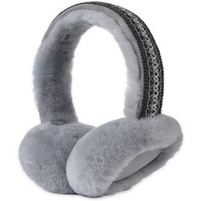 Harssidanzar Winter Earmuffs for Women, Sheepskin Foldable Outdoor Earmuffs HL304US