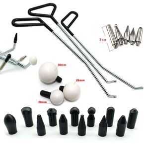 Paintless Dent Repair Tools 6 Pieces of Dent Removal Rods with Awl Head Paintless Dent Removal Kit Car Auto Body Dent Removal of Hail Dents and Door Ding (3pcs Rod 20 pcs Pen)