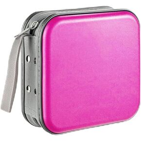 CD Holder Case, CD Wallet Holder Organizer, Portable DVD Hard Plastic Case Holder with Nylon Zipper Wallet, Protective DVD Storage Book Wallet Universal for Car, Home (Blue)
