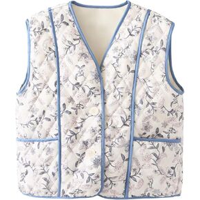 ROJZR Women's Cropped Puffer Vest Patterned Quilted Vest Top Puffy Sleeveless Quilted Jacket