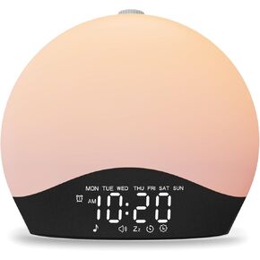 Sound Machine White Noise Machine with 25 Soothing Sounds, 17 Night Lights, 5W Stereo Bluetooth Speaker, Sleep Timer, Wake Up Light Sunrise Alarm Clock for Bedrooms, Ideal Gift for Baby, Kids, Seniors