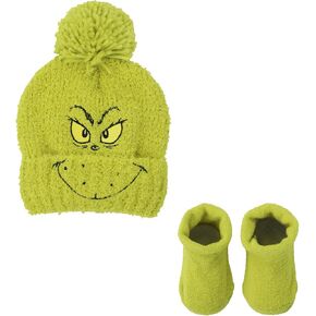 The Grinch Big Face 2-Piece Cuff Beanie & Socks Set for New Born and Infants