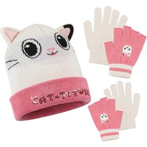 Gabby's Dollhouse Girls Winter Accessories Set, Beanie Hat and Gloves