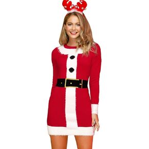 Spadehill Women’s Christmas Ugly Sweater Dress Pullover Holiday Cute Knit Santa Costume
