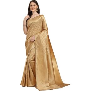 Women's Kerala Banarasi Silk With Zari Jacquard Work Saree With Unstitched Blouse Piece