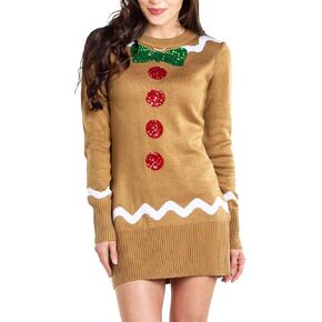 Tipsy Elves Women's Christmas Gingerbread Sweater Dress Size 1X