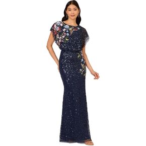 Adrianna Papell Women's Beaded Mermaid Long Dress