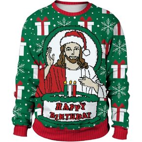 Jumppmile Unisex Ugly Animal Christmas Sweatshirt Crew Neck 3D Xmas Pullover Sweatshirt