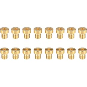 Motoforti Universal Motorcycle Carburetor Jets Main Jets Nozzles, M5x0.8 55 58 60 62 65 68 70 72 75 78 80 82 85 88 90 92, Durable, Metal, Gold Tone, 16pcs