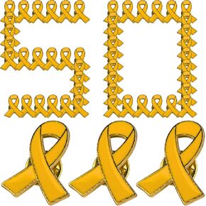 50 Pcs Gold Yellow Ribbon Awareness Lapel Pin Childhood Bladder Cancer Pins Endometriosis Remembrance Awareness Products Missing Children Obesity Sarcoidosis COPD Awareness Month Items