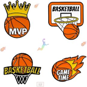 4Pcs Basketball Sports Badge Pin Creative Crown Alloy Backpack Pin Slam Dunk Paint Enamel Pin Suitable for Basketball Enthusiasts Daily Wear and Gift Collection