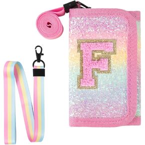 XSUIOY Kids Wallet for Girls Ages 3 4 5 6 7 8 9,Personalized Initial Girls Wallet Cute Toddler Wallet with Magic Sticker,Trifold Novelty Coin Purse Birthday Gifts for Kids(M) in Kuwait