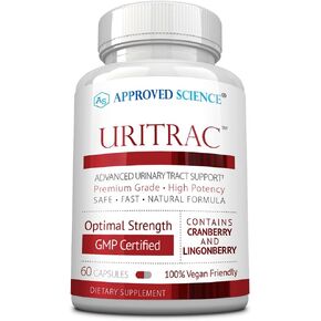 Approved Science® Uritrac™ - UTI Support - Cranberry, D-Mannose, Lingonberry - Vegan Friendly - 60 Capsules per Bottle - Pack of 3