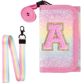 XSUIOY Kids Wallet for Girls Ages 3 4 5 6 7 8 9,Personalized Initial Girls Wallet Cute Toddler Wallet with Magic Sticker,Trifold Novelty Coin Purse Birthday Gifts for Kids(M)