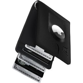 Kings Loot Trackable Smart Airtag Wallet Men Slim | Premium Leather RFID Blocking Wallet with Airtag Holder for Men w/Money Clip & Pull Tab | Minimalist Wallet for Men Airtag Holder | Air Tag Wallets