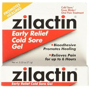 Zilactin Cold Sore Gel, Medicated Gel 0.25 oz ( Pack of 2)