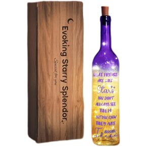 2024 Unique Christmas Gifts for Women - Friendship Friend Gifts for Women, Wine Bottle Lights with Cork, Birthday Friendship Gift Ideas for Women Who Have Everything Girls Boys (Purple)