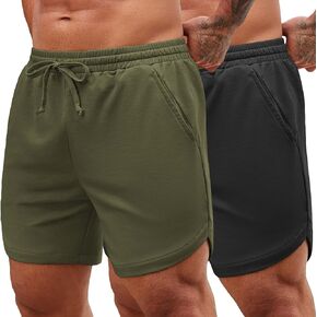 COOFANDY Mens 2 Pack Gym Workout Shorts Muscle Fit Lightweight Training Pants Bodybuilding Sports Jogger with Pockets