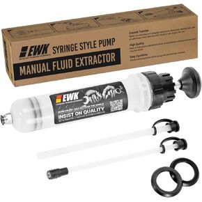 EWK 200cc Fluid Extractor, Extraction & Fill Pump, Oil Change Syringe with Hose and Tube, Automotive Oil Syringe, Fluid Oil Change Evacuator
